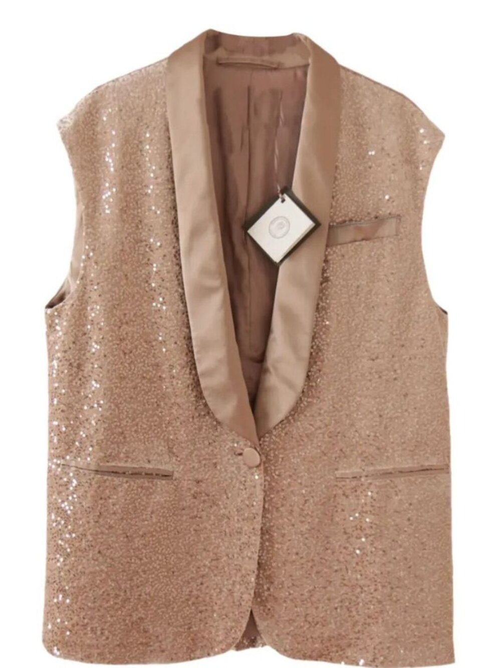 Peserico Gold Sequin Pants and Blazer Set